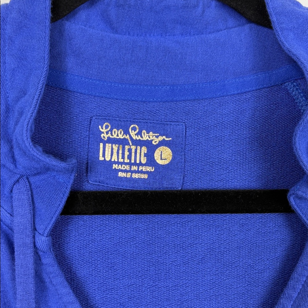 Lilly Pulitzer Luxletic Cassi Popover Sweatshirt Women’s Size Large Corsica Blue - Picture 4 of 8